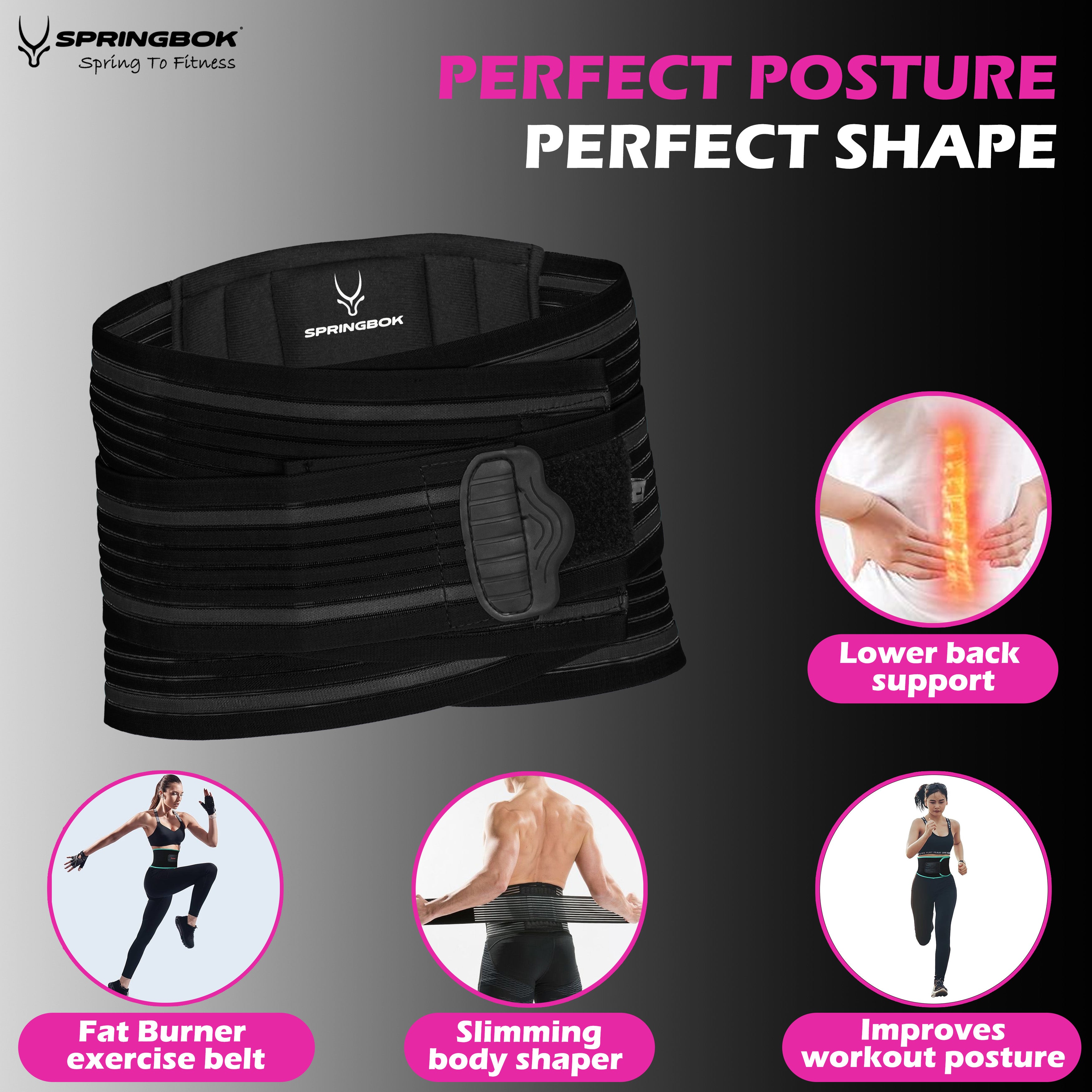 SPRINGBOK Abdominal Wrap Support Belt | Postpartum Belly Band for Tummy Reduction| Abdominal Binder | Waist Shaping Support Belt for Women | High Elasticity Belly Belt (Black_1 Piece)
