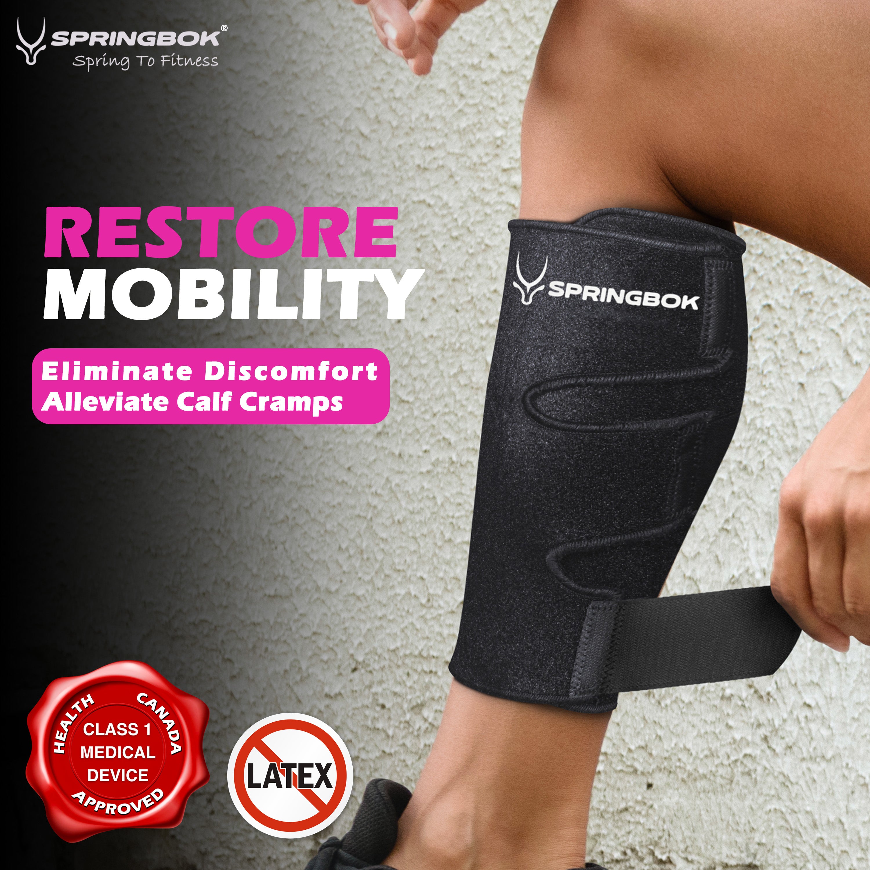 Springbok Calf Compression Sleeve (Black, Pair), Men & Women, Knee Compression Support for Running, Meniscus Tear, Arthritis, Joint Pain Relief