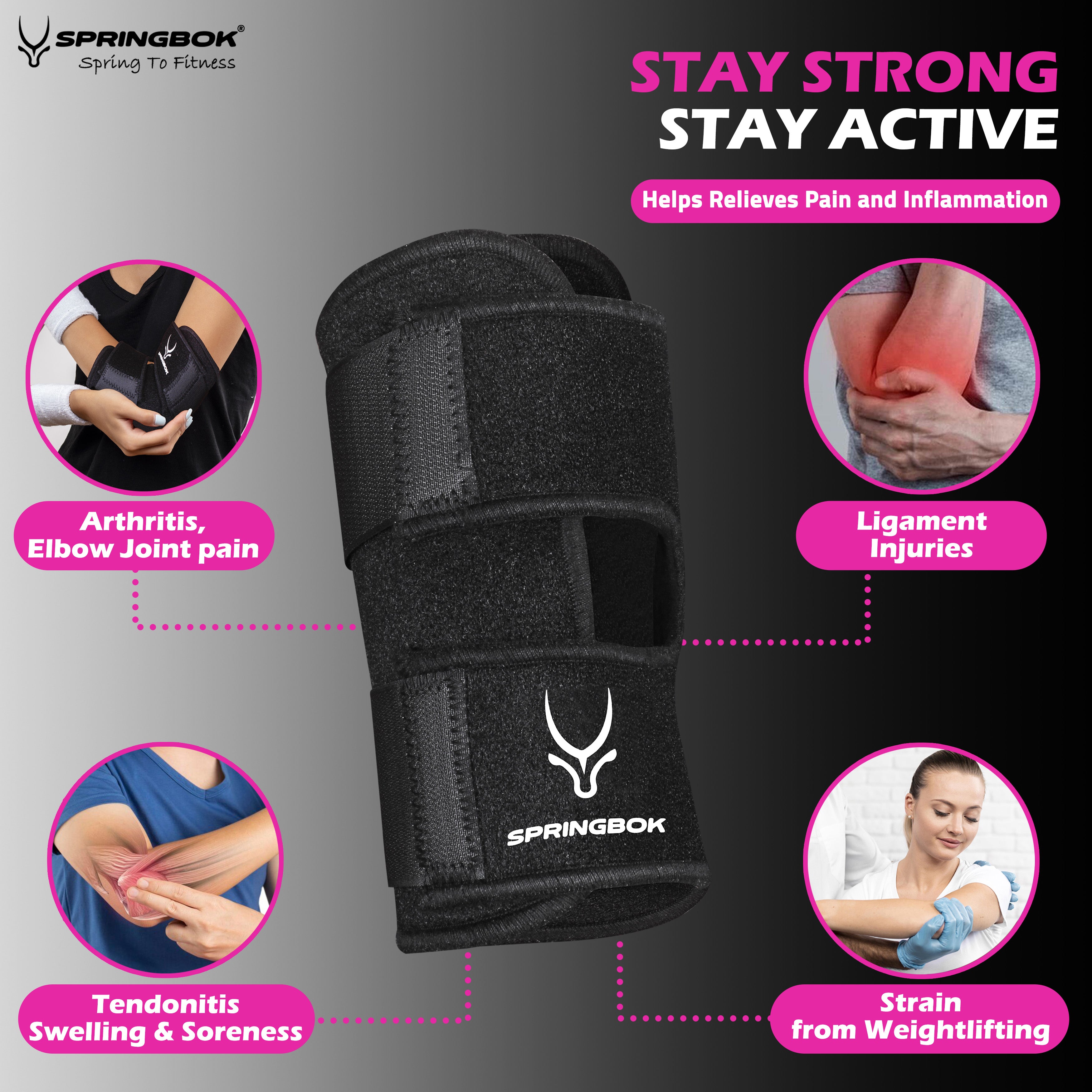 Springbok Elbow Wrap Support for Men & Women for left and right arm (One Piece)