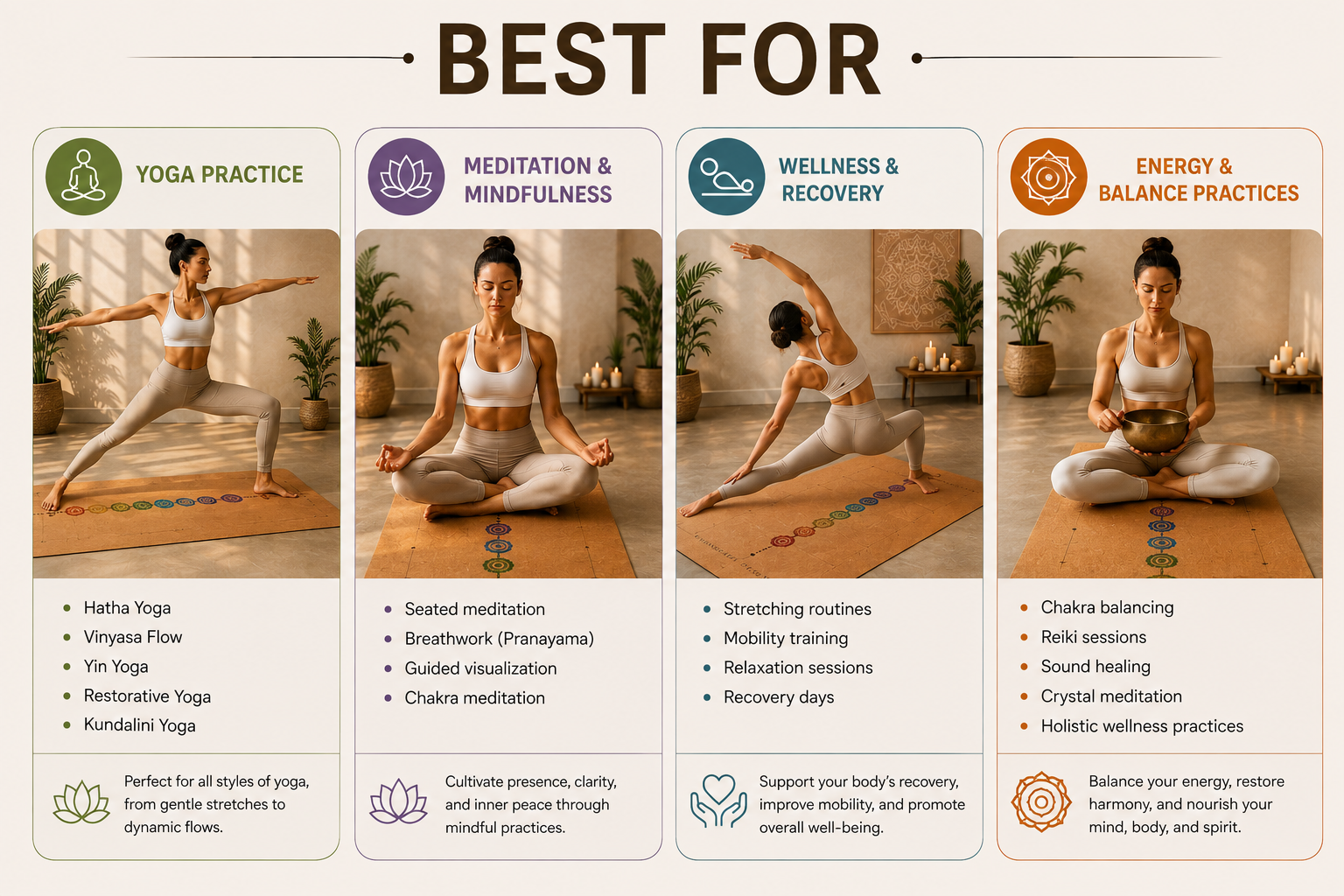 Springbok Chakra Flowalignment Cork Yoga Mat, Natural Cork Color