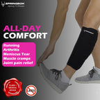 Springbok Calf Compression Sleeve (Black, Pair), Men & Women, Knee Compression Support for Running, Meniscus Tear, Arthritis, Joint Pain Relief