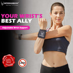 Springbok Carpal Lock Wrist Support Brace, Men & Women (1Pc, Black), Adjustable Wrist Strap for Sports & Gym Workouts, Carpal Tunnel, Arthritis, Tendonitis Sprain, Wrist Wraps for Both Hands, Made with Neoprene fabric