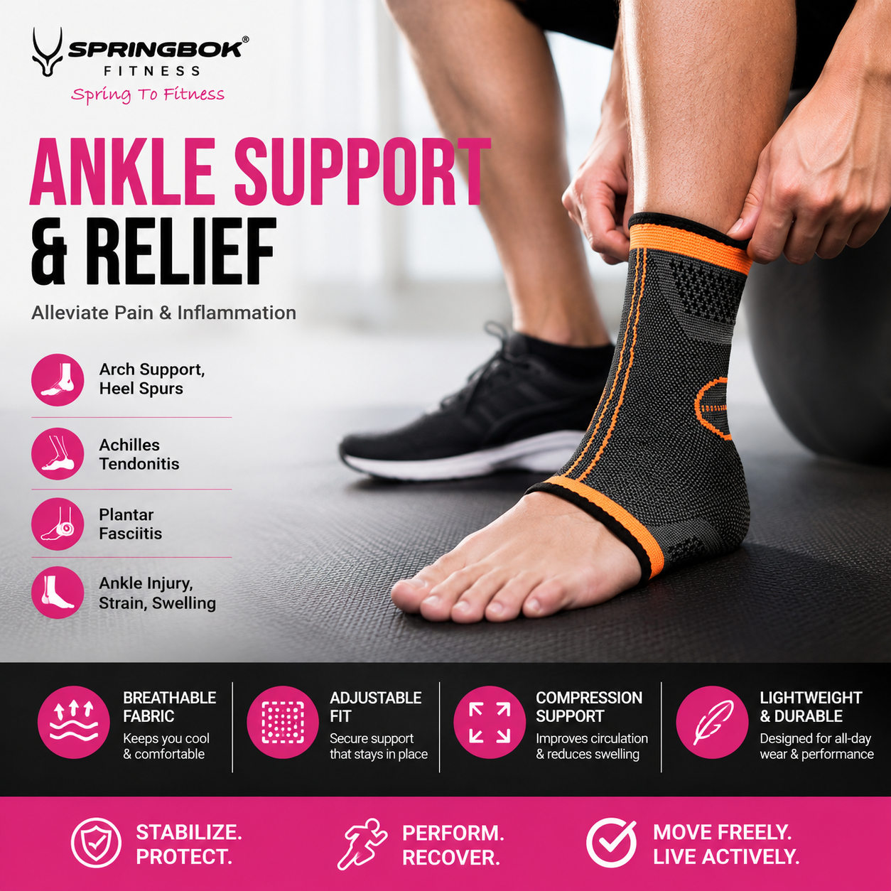 SPRINGBOK ANKLE BRACE COMPRESSION SLEEVE