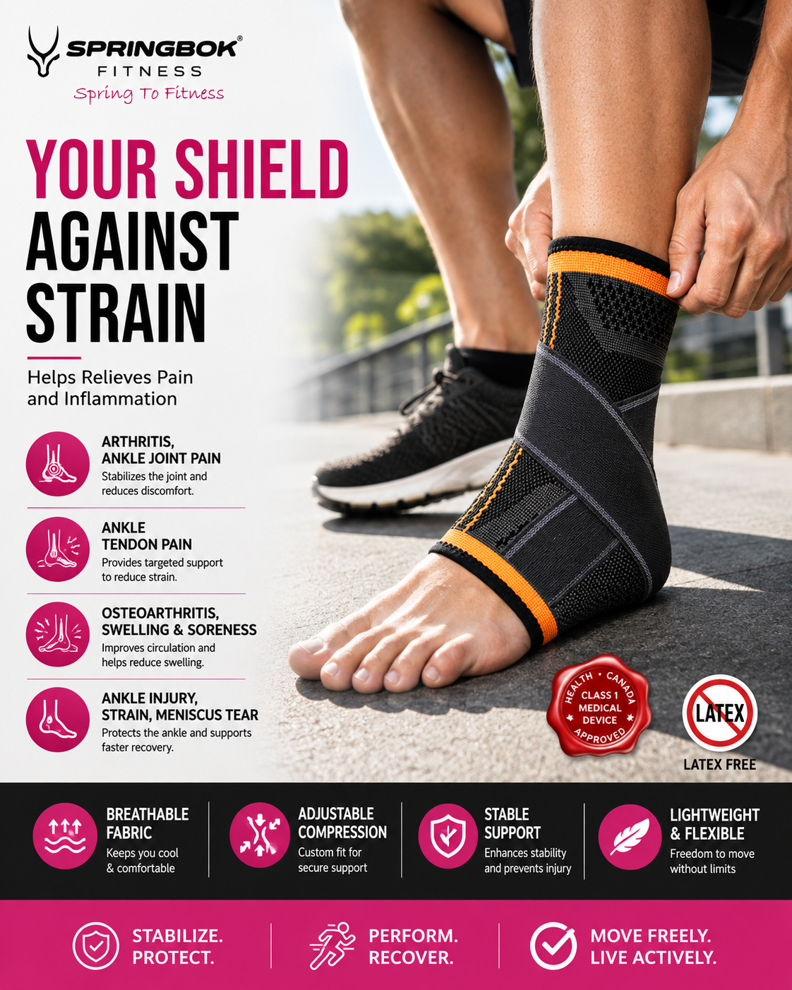 SPRINGBOK ANKLE SUPPORT WITH BINDER