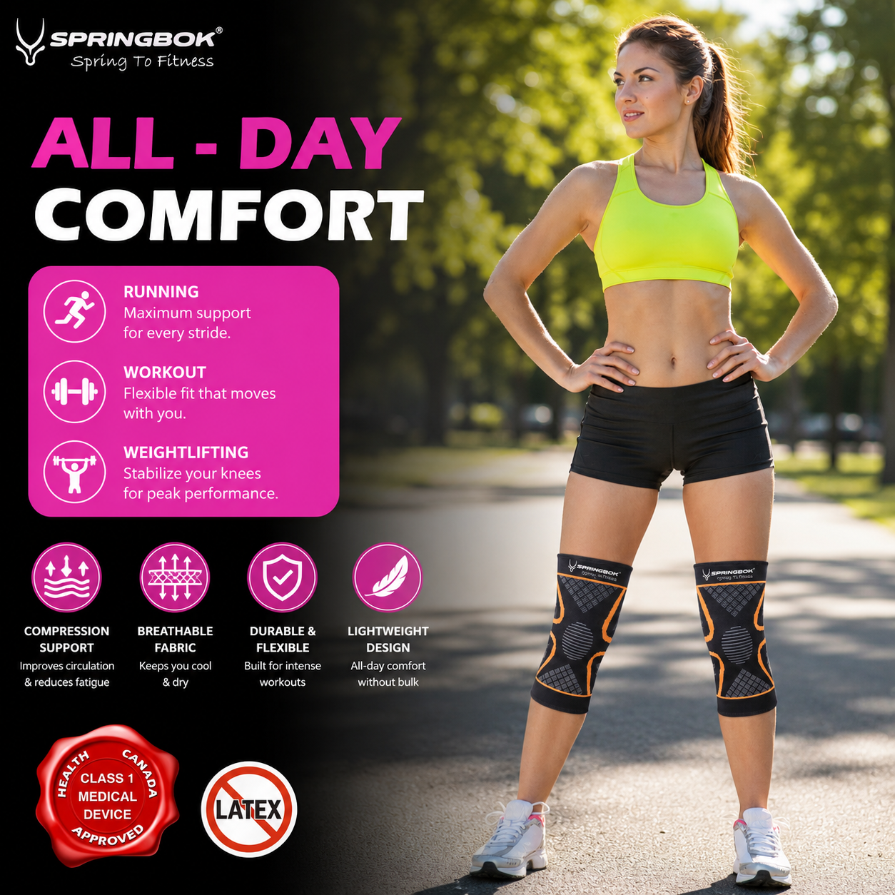 SPRINGBOK COMPRESSION KNEE SLEEVE BRACE