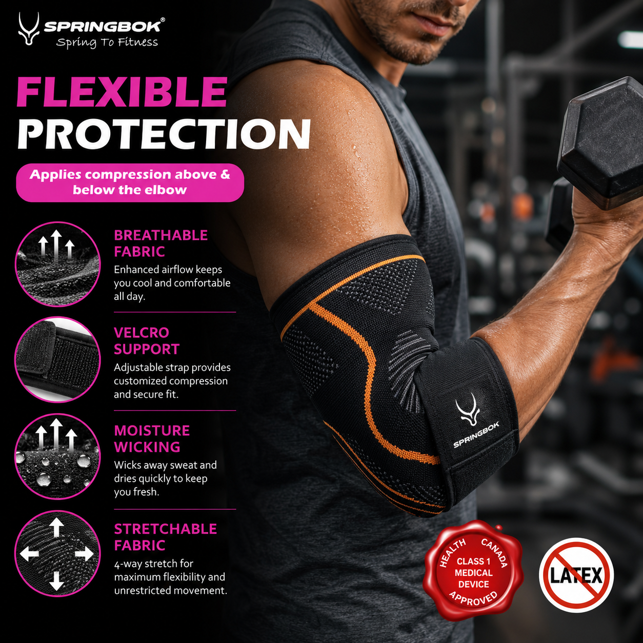 SPRINGBOK ELBOW BRACE COMPRESSION SUPPORT