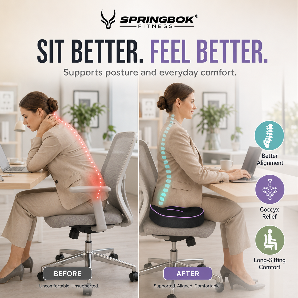 Springbok Support and lumbar Vertibra Cushion