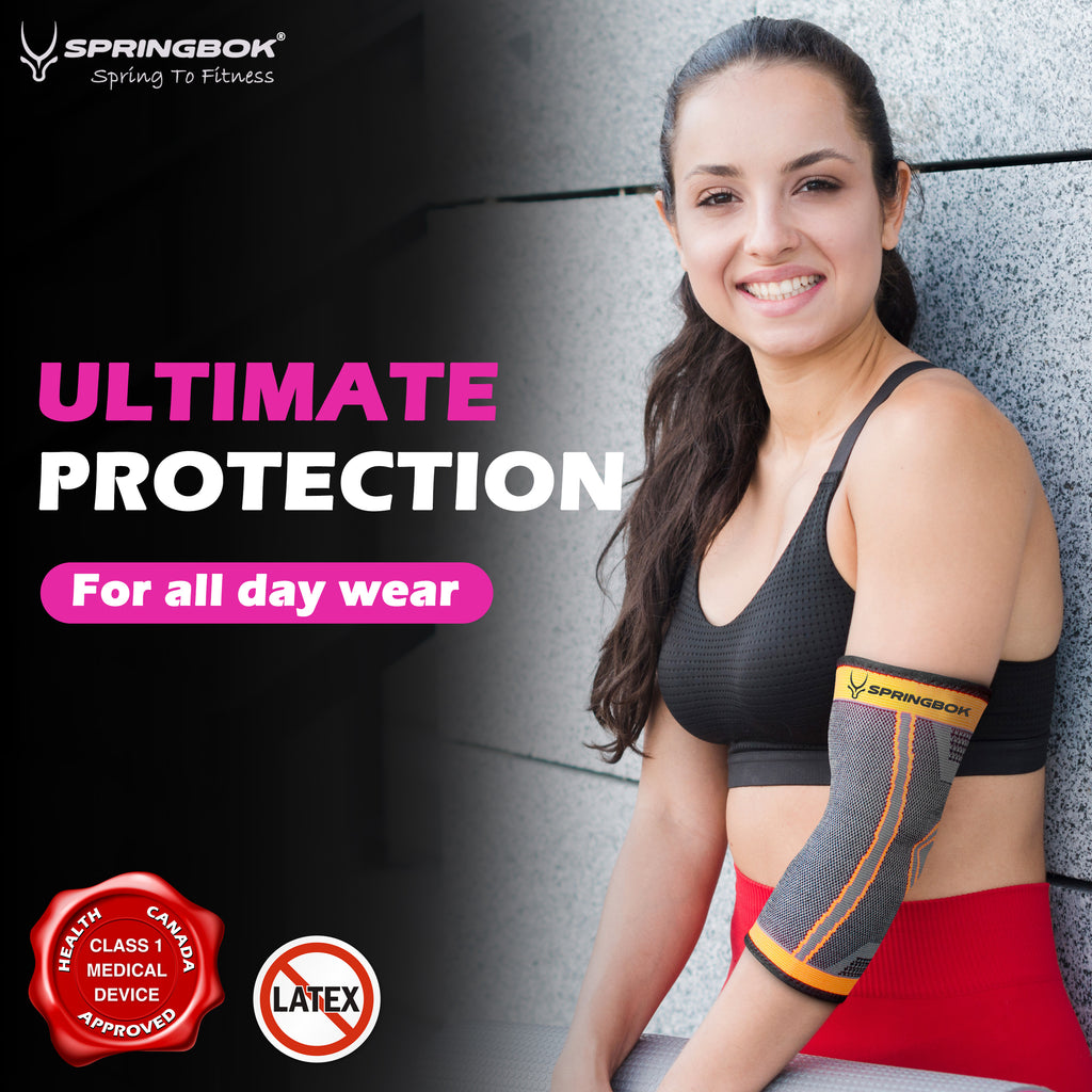 Springbok Elbow Brace Compression 3D Sleeve for Men & Women (Pair) for Tendonitis, Arthritis, Bursitis, Golfers & Tennis Elbow, Weightlifting, Workouts, Pain Relief, Recovery (Pair)