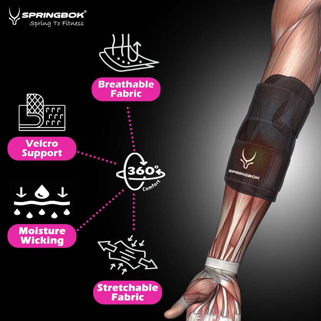 Springbok Elbow Brace Compression 3D Sleeve for Men & Women (Pair) for Tendonitis, Arthritis, Bursitis, Golfers & Tennis Elbow, Weightlifting, Workouts, Pain Relief, Recovery (Pair)