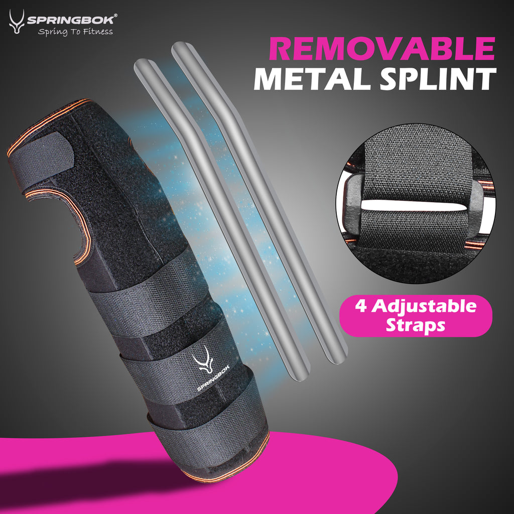 Springbok Forearm Wrist Brace with Carpal Tunnel support for Men and Women with 3 Straps and Metal Splint Stabilizer
