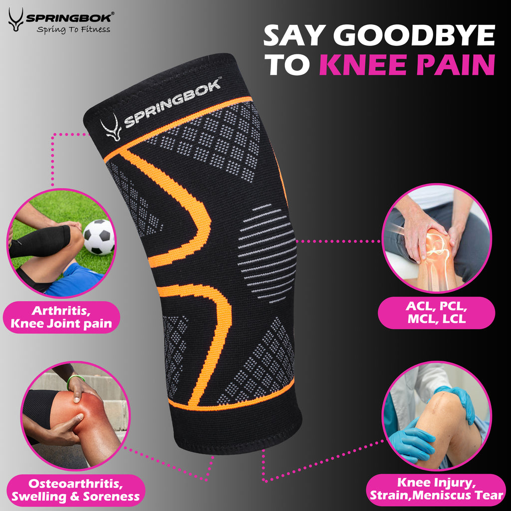 Springbok Compression Knee Sleeve Brace for Men & Women (Pair), for Knee Pain, Workout Sports Knee Braces for Meniscus Tear ACL & Arthritis, Running, Weightlifting, Workout (XX-Large)