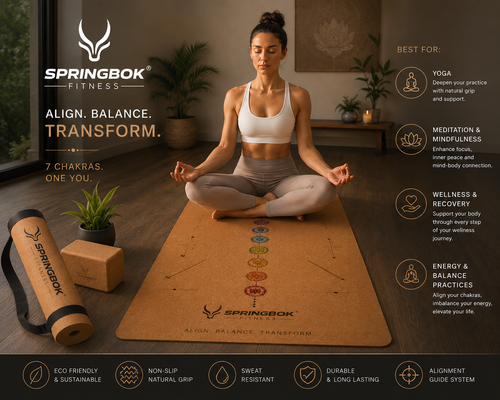 Springbok Chakra Flowalignment Cork Yoga Mat, Natural Cork Color
