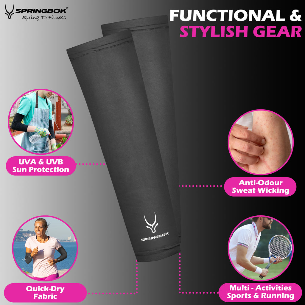 Springbok Sports Arm Sleeve with Thumb for Men and Women, made with Lycra fabric (Pair)