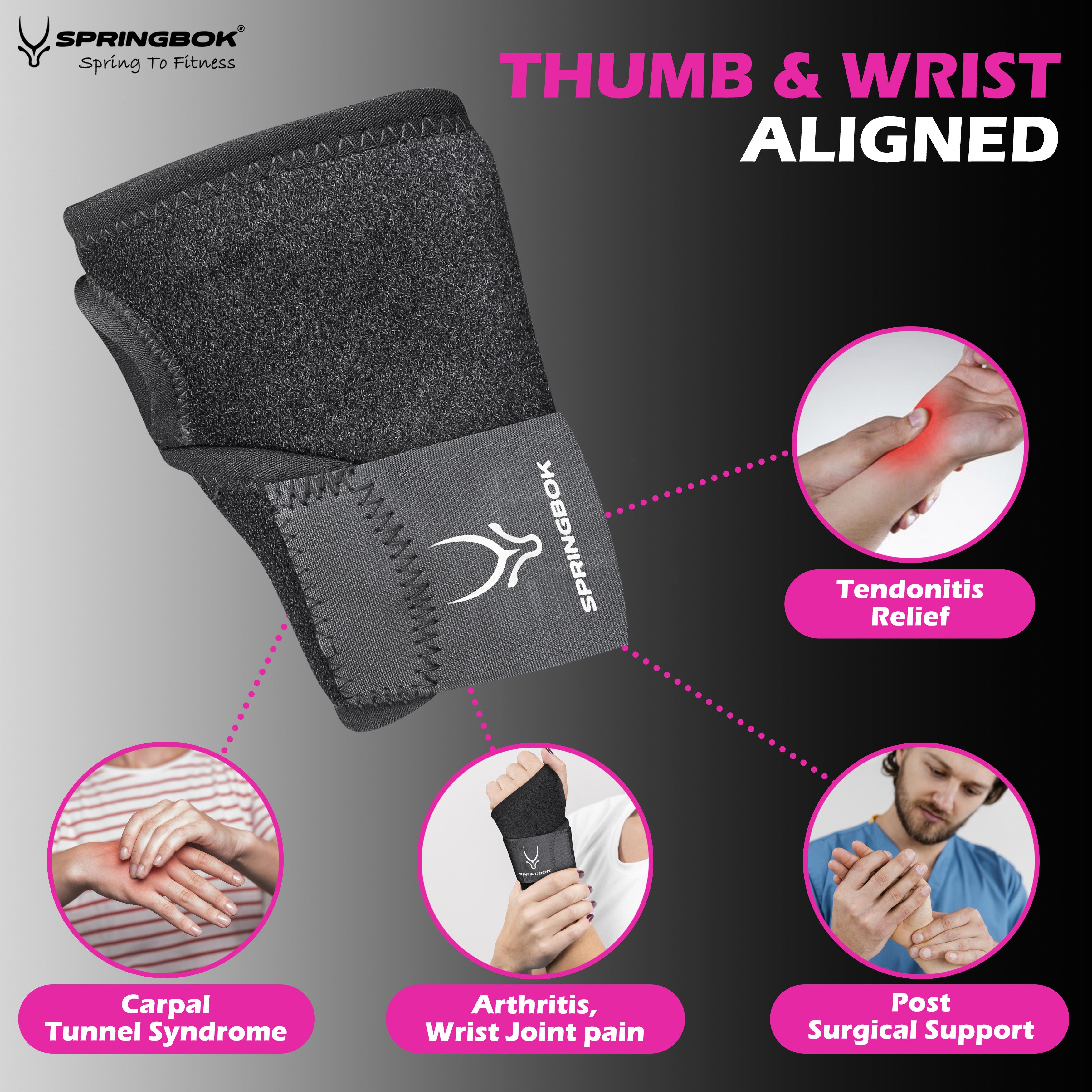 Springbok Wrist Brace With Thumb for Men & Women , for Playing Different Sports and Exercises -ONE PIECE
