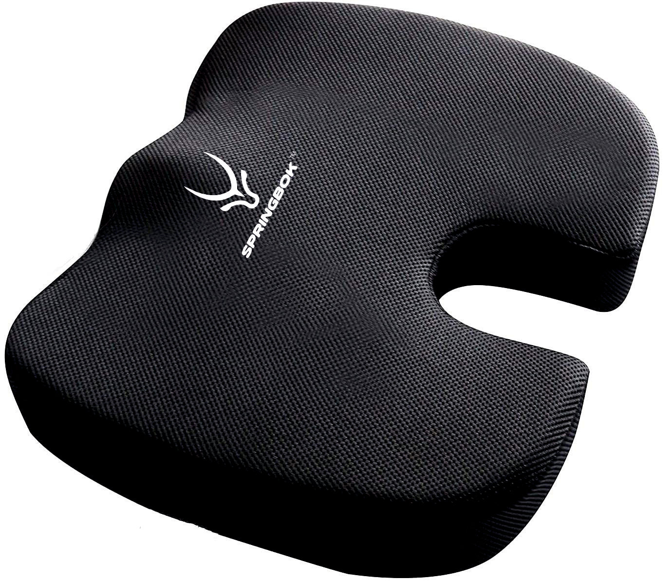 SPRINGBOK Seat Cushion - Office Chair Cushion, Non-Slip Gel & Memory Foam Coccyx Cushion for Tailbone Pain, Office Chair Cushion - Back Pain Relief (Black)